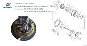 new construction equipment parts 208-27-00243 208-27-00281 208-27-00280 208-27-00250 706-8J-01020 travel motor assy PC400-7 PC400-8 excavator final drive assembly suitable for KOMATSU
